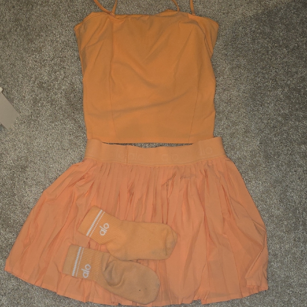 ALO Yoga Orange Skirt Set